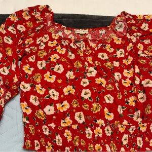 Red floral top